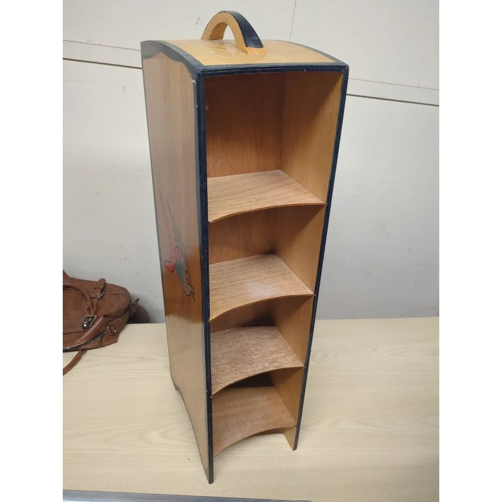 Vintage Kakadu  Hand-Painted Wood CD Tower / Media Storage Rack by Reut Shahar